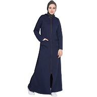 Front open hood travel abaya - Navy Blue